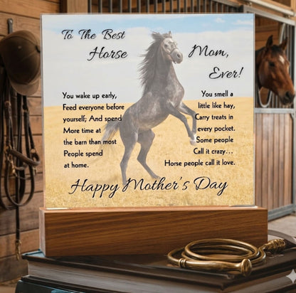 Best Horse Mom Rearing Horse Acrylic Plaque