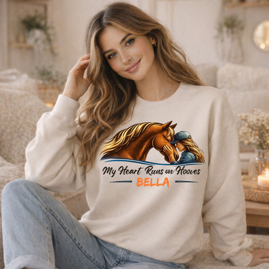Personalized Heart Runs on Hooves Sweatshirt