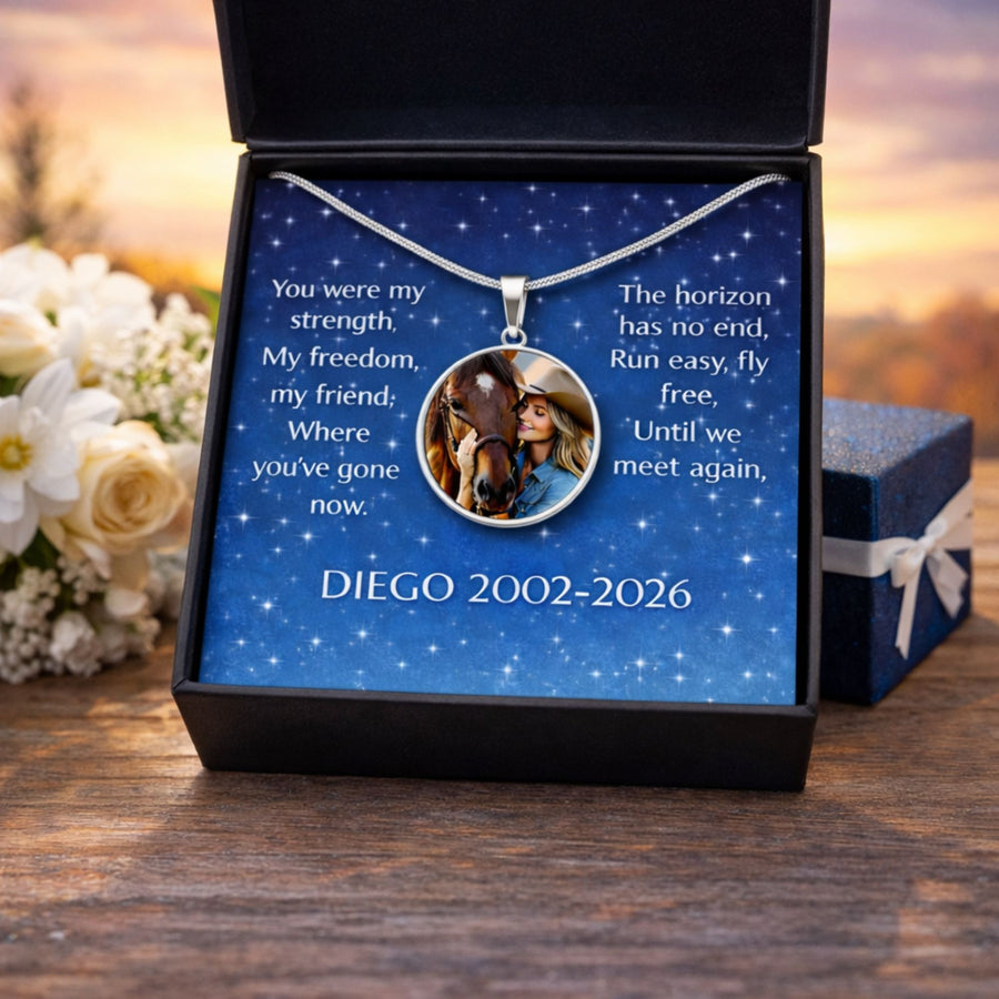 Fly Free Horse Photo Round Necklace