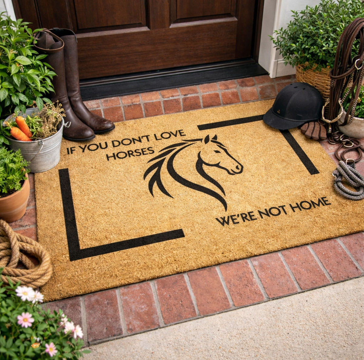 Funny Horse Lover Doormat – If You Don’t Love Horses We’re Not Home – view 2