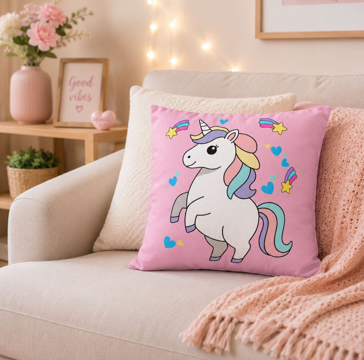 Prancing Unicorn Pillow Cover