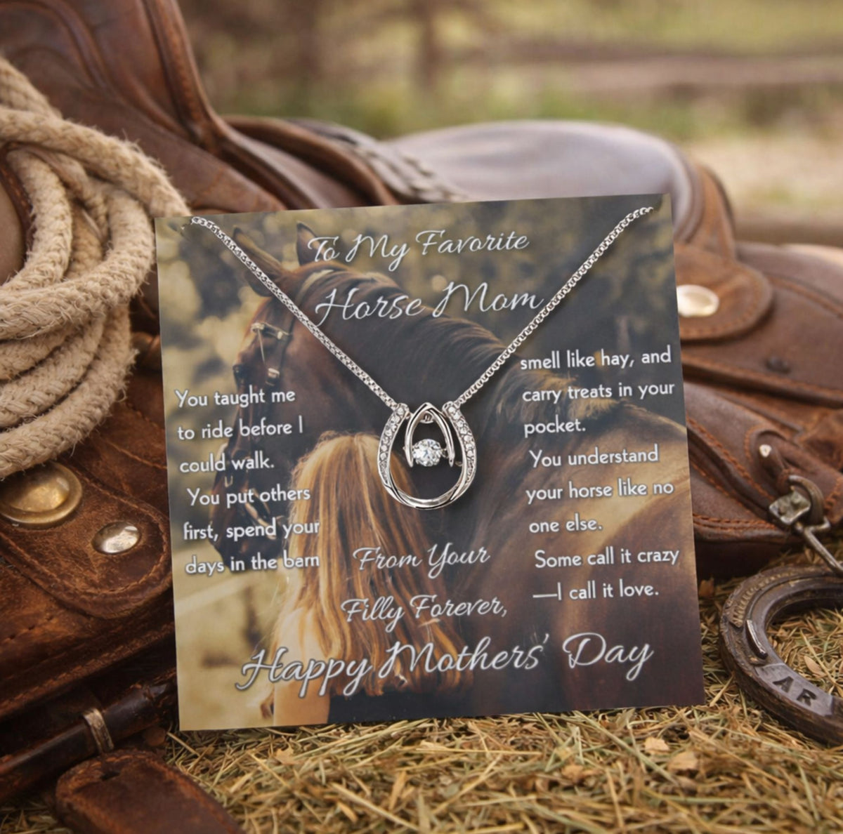 Favorite Horse Mom Horseshoe Necklace