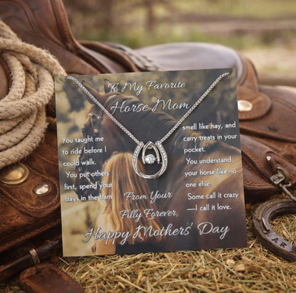 Favorite Horse Mom Horseshoe Necklace