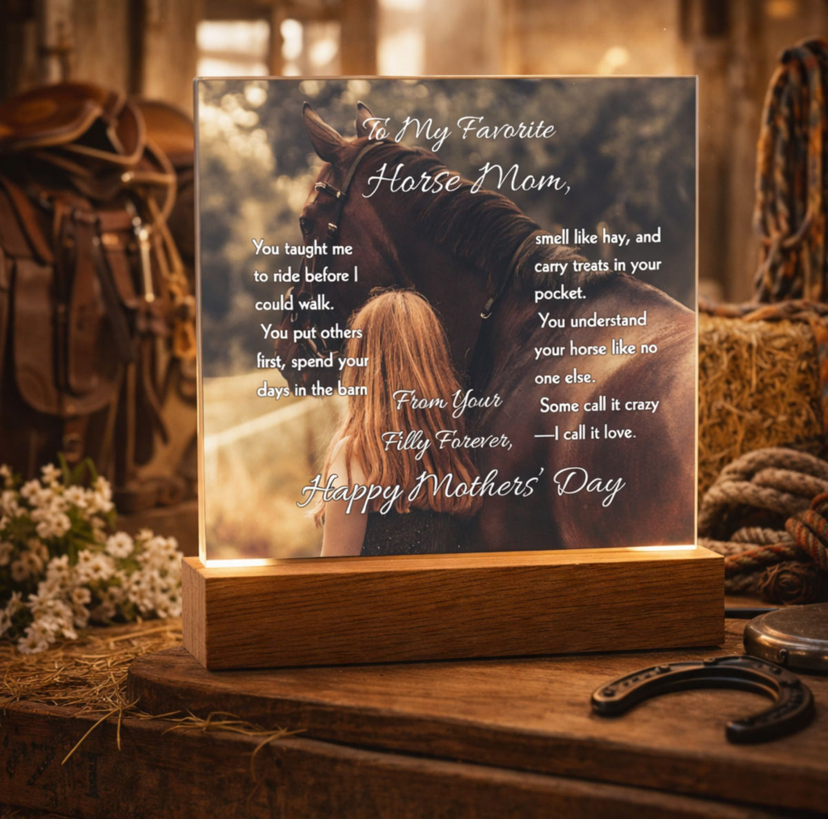 Favorite Horse Mom Photo Plaque