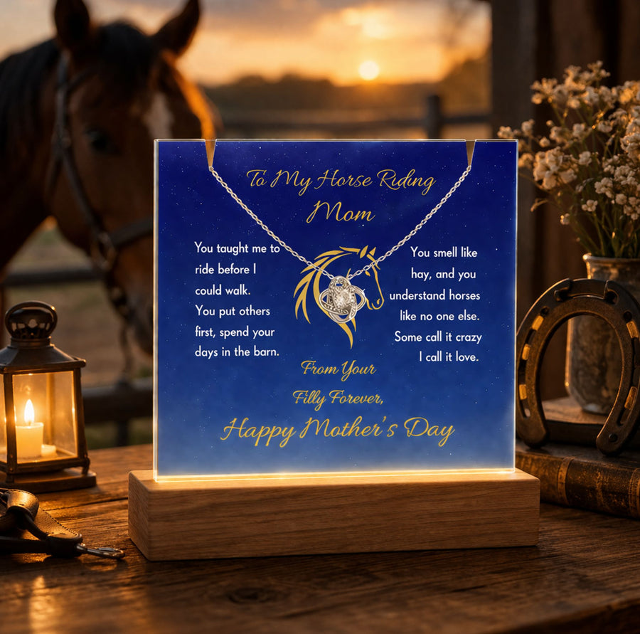 Horse Mom Love Knot Message Necklace