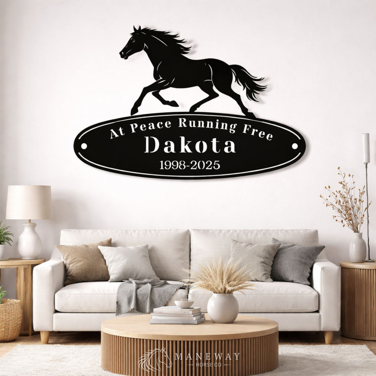 Galloping Horse Oval Memorial Stall Sign – view 4