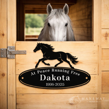Galloping Horse Oval Memorial Stall Sign – view 3