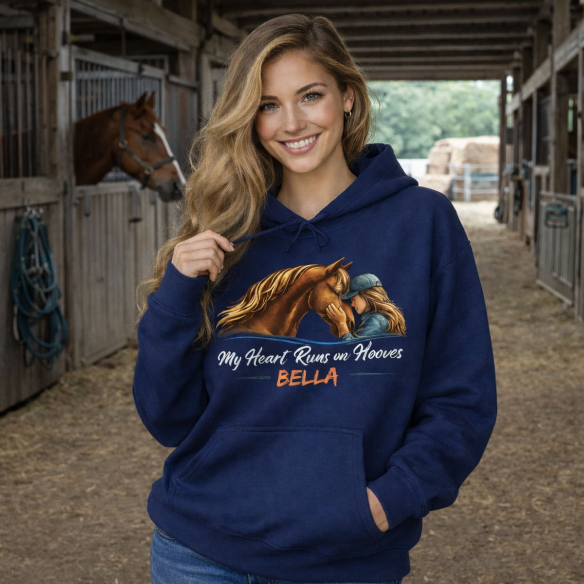 Personalized Heart Runs on Hooves Hoodie – view 3