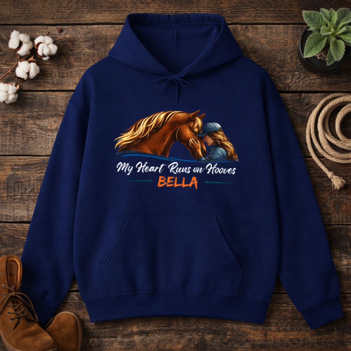 Personalized Heart Runs on Hooves Hoodie – view 4