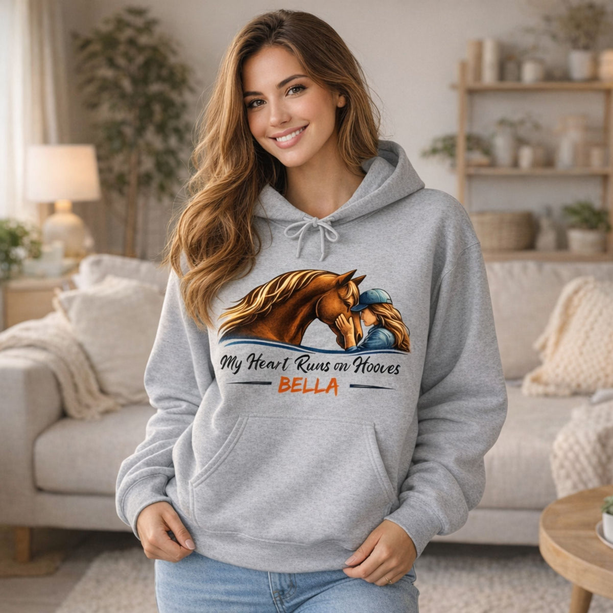Personalized Heart Runs on Hooves Hoodie