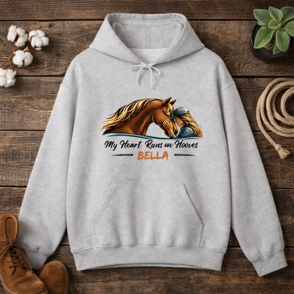 Personalized Heart Runs on Hooves Hoodie – view 2