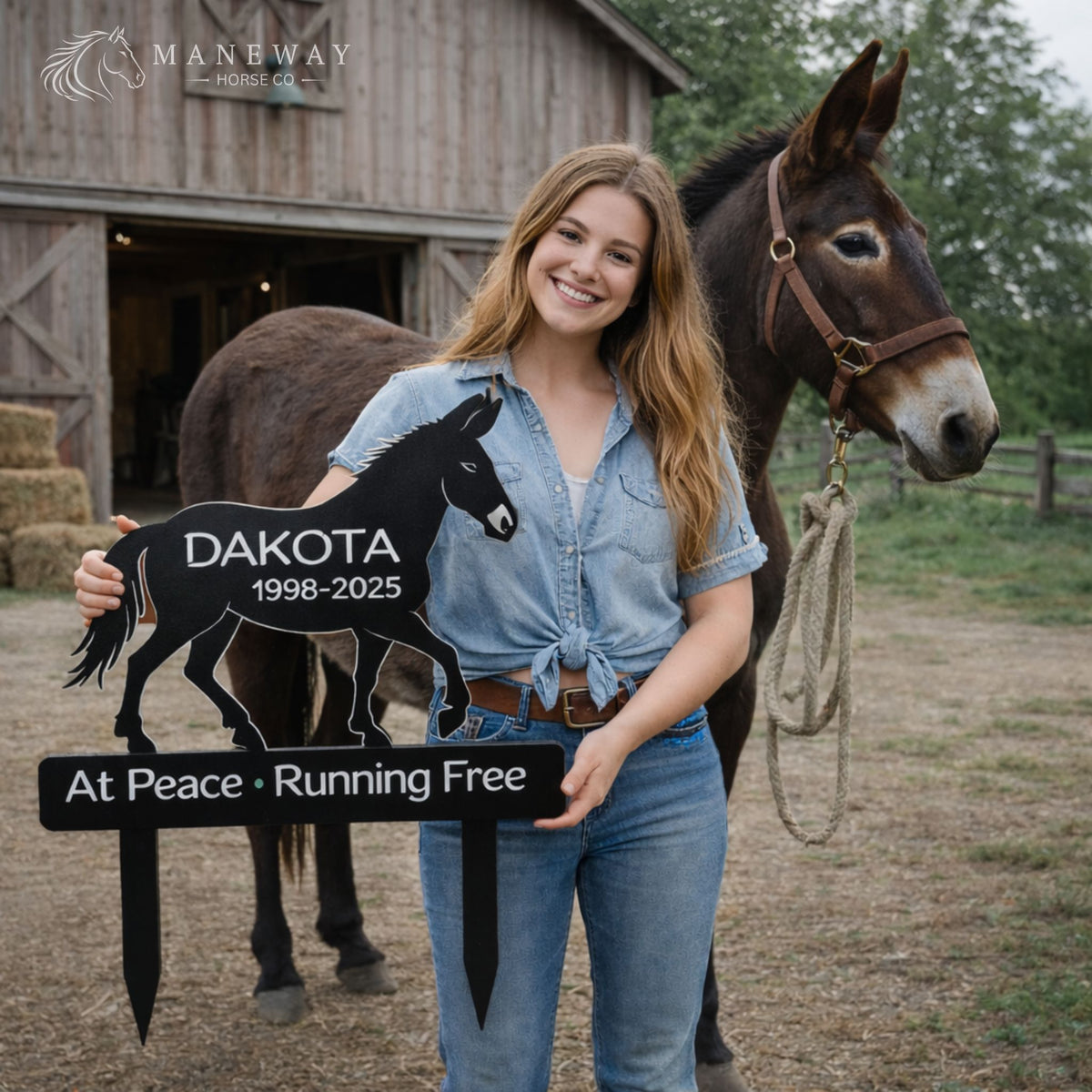 Running Free Mule Memorial Garden Stake – view 5