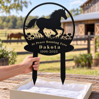 Running Horse Round Memorial Garden Sign