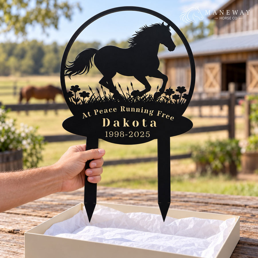 Running Horse Round Memorial Garden Sign