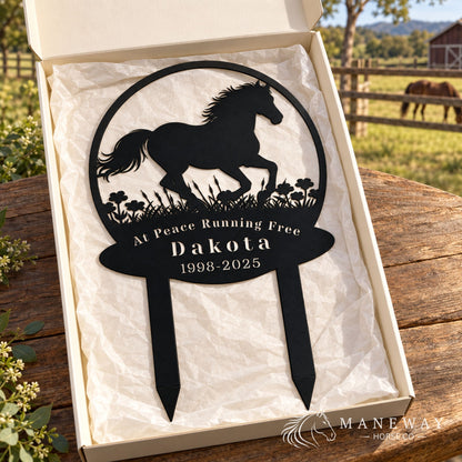 Running Horse Round Memorial Garden Sign – view 2