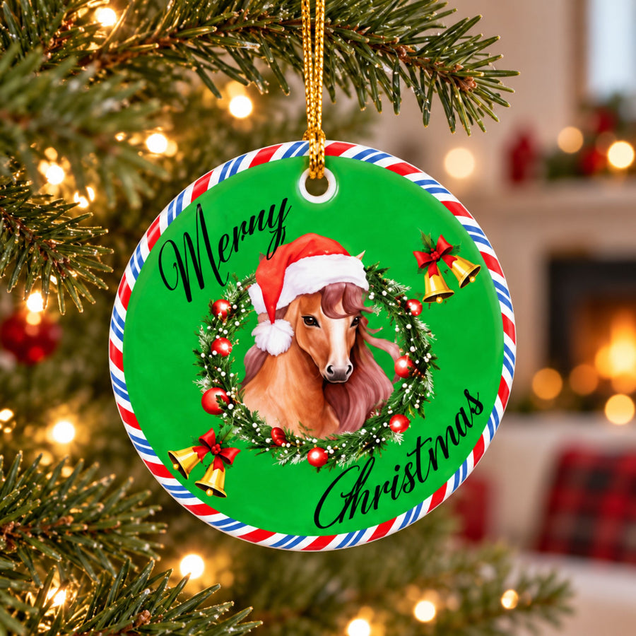 Christmas Horse Ceramic Ornament