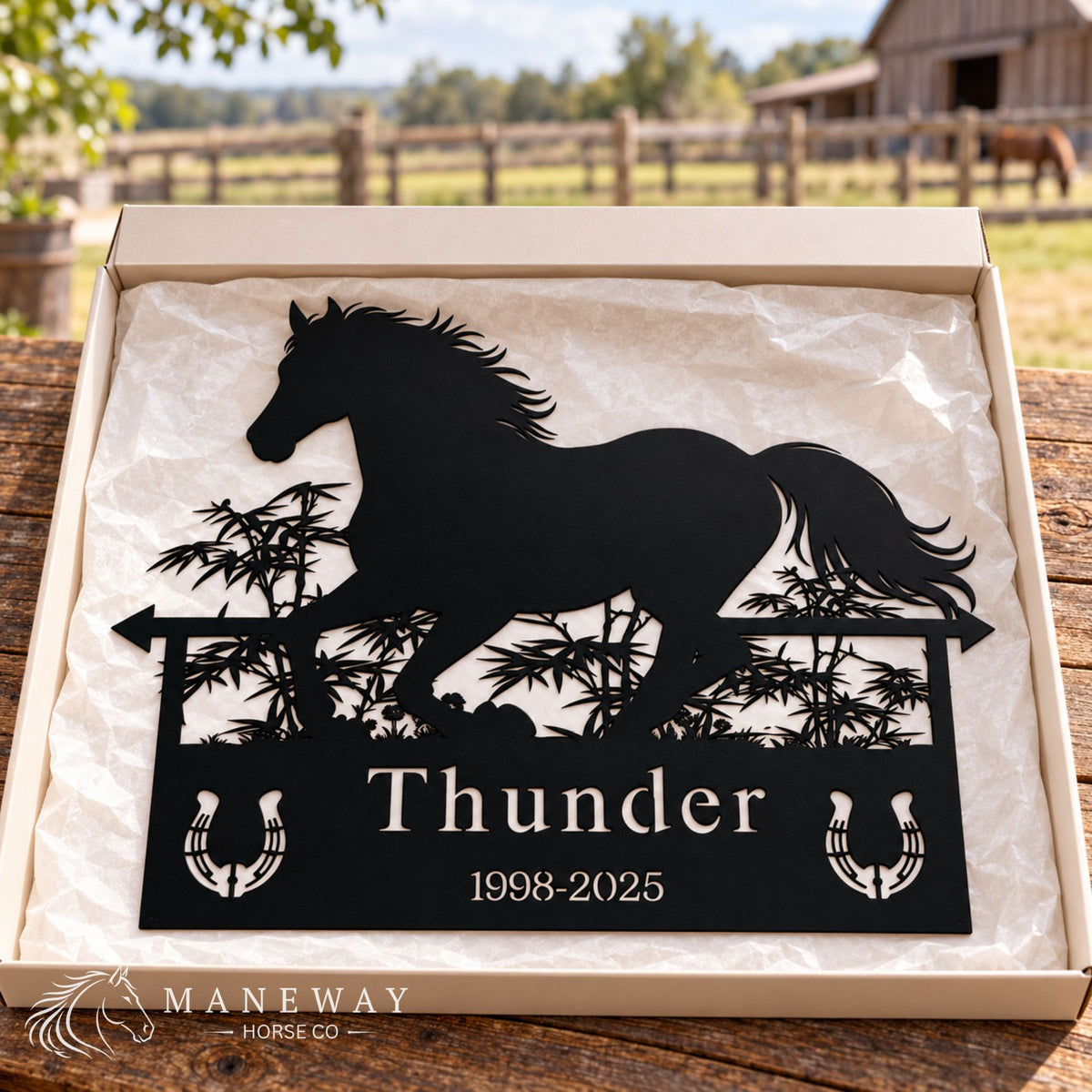 Thunder Horse Metal Memorial Stall Sign – view 3