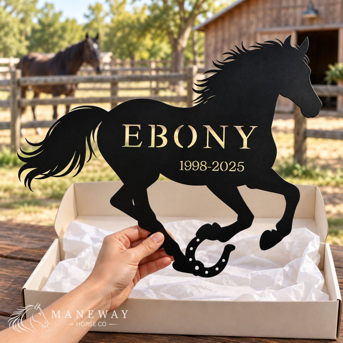 Ebony Horse Memorial Stall Sign – view 3