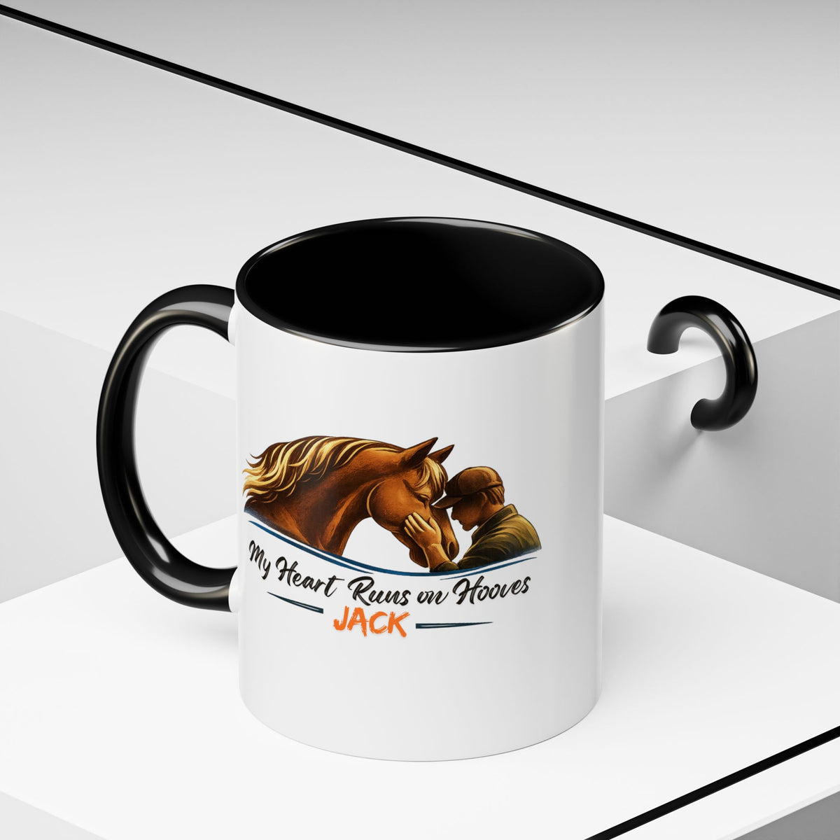 Heart Runs on Hooves Male Two-Tone Mug – view 5