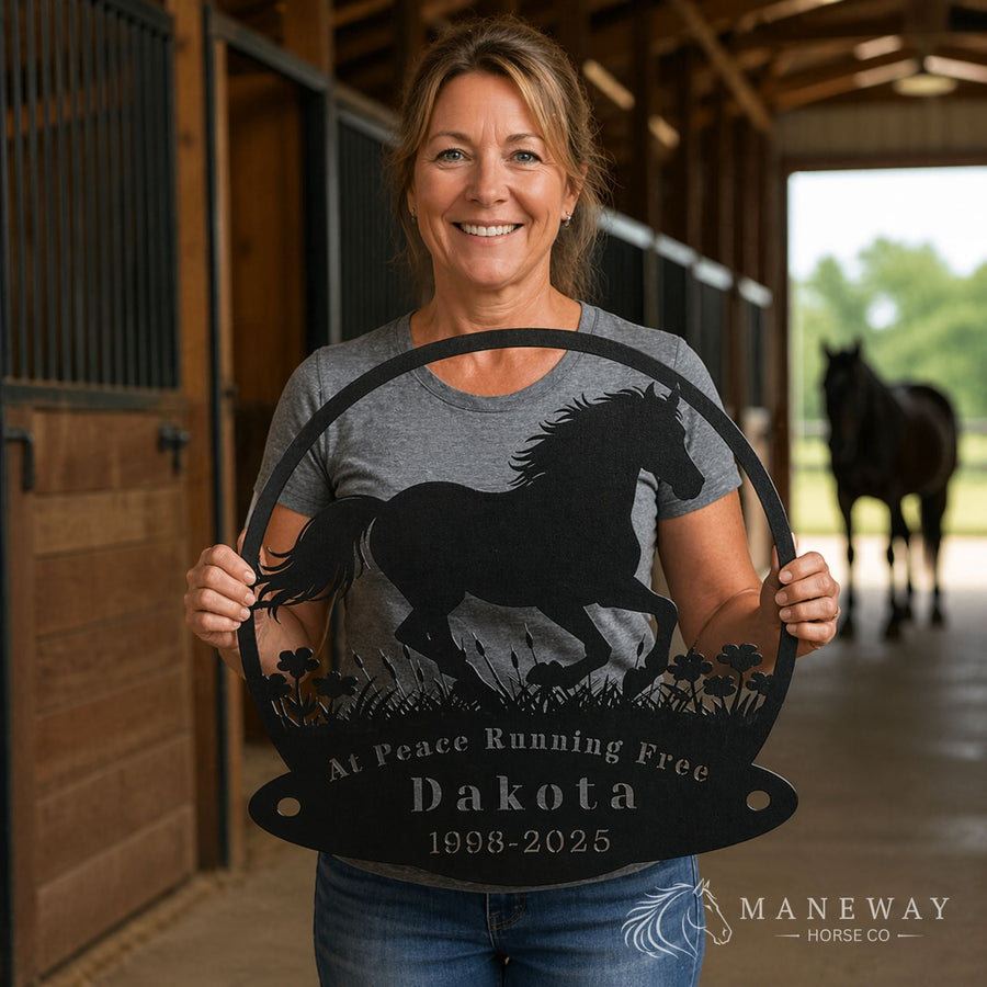 Running Free Dakota Round Memorial Stall Sign
