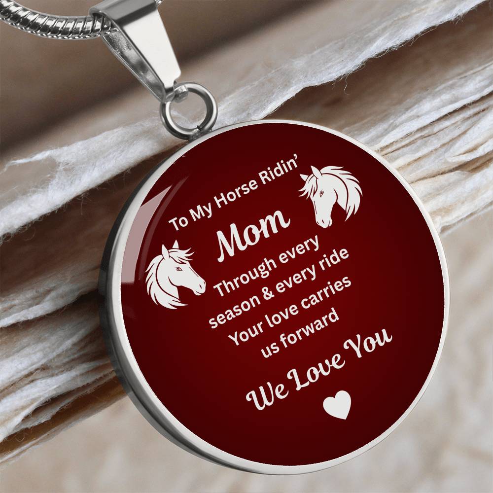 Horse Ridin Mom Round Pendant Necklace – view 8