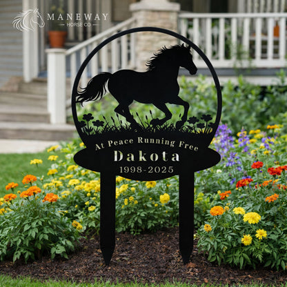 Running Horse Round Memorial Garden Sign – view 4