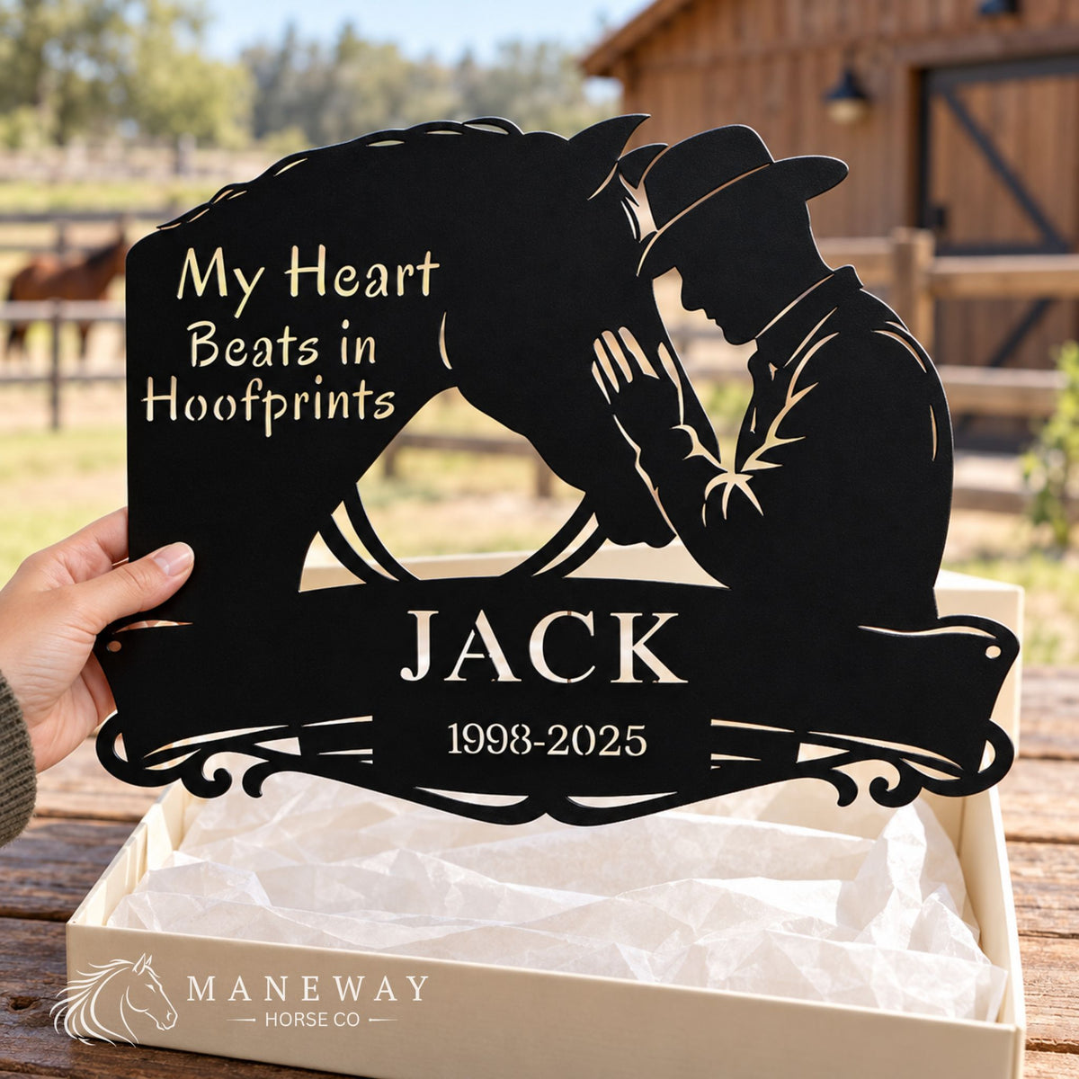 Jack Heart Beats in Hoofprints Stall Sign