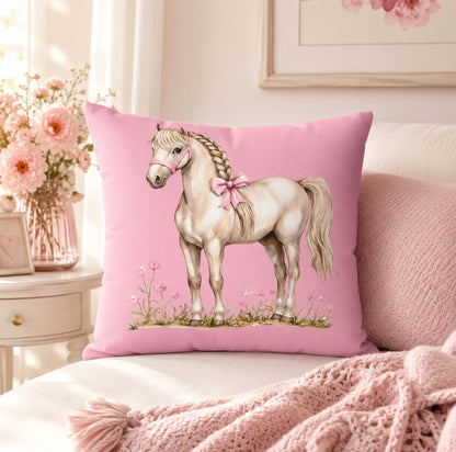 Pink Pony Throw Pillow