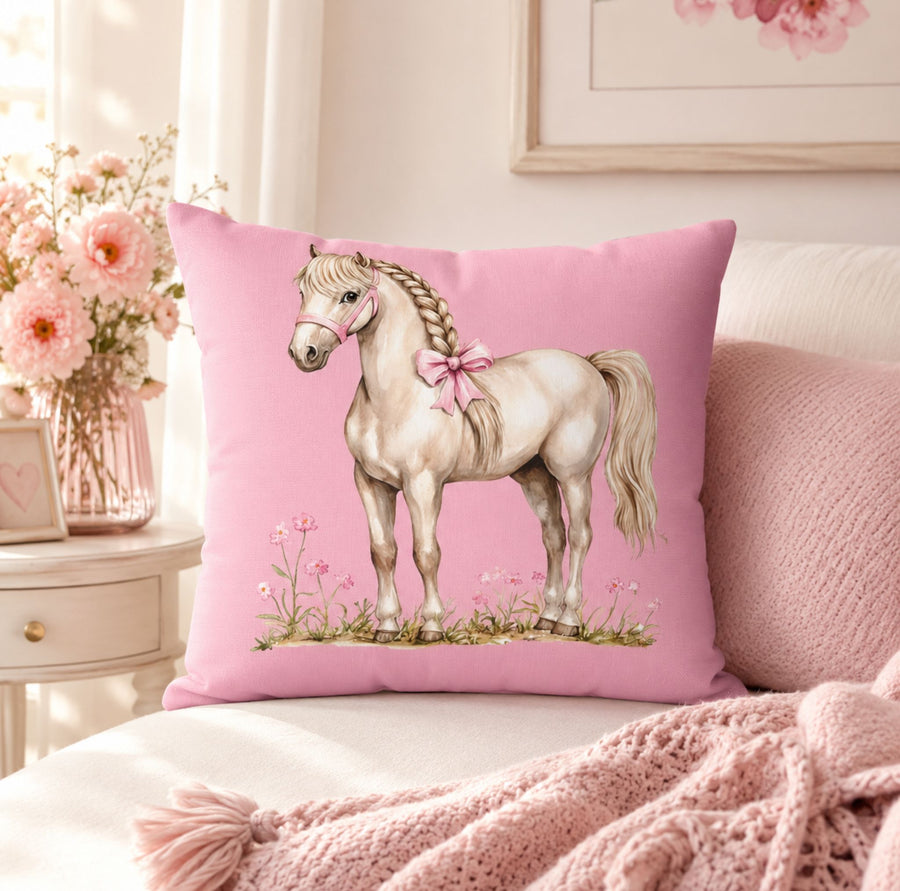 Pink Pony Throw Pillow