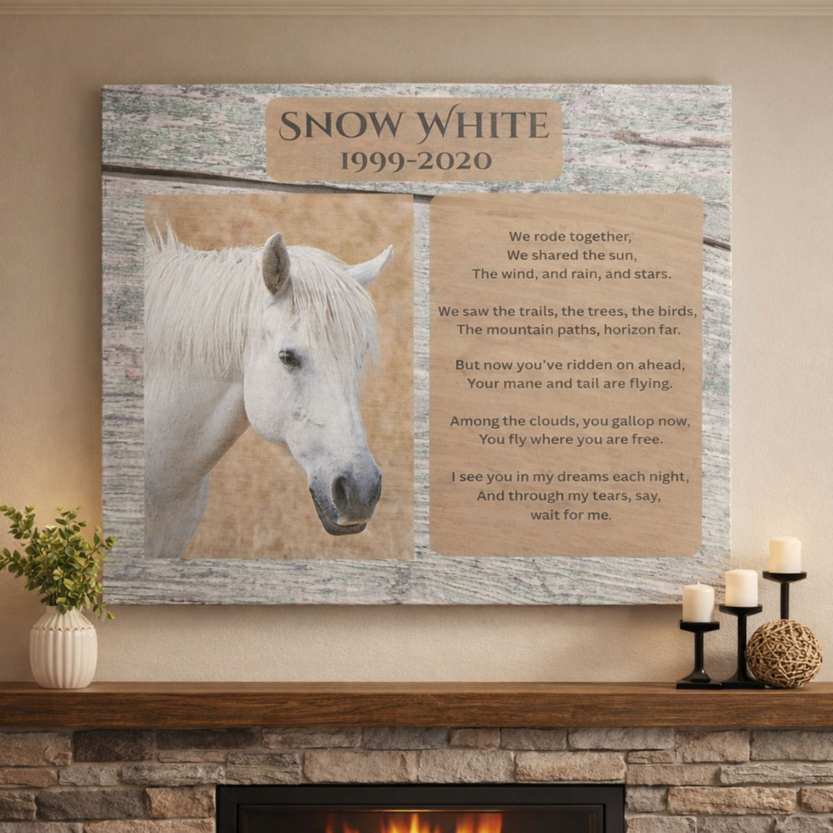 Snow White Horse Memorial Photo Canvas – view 4