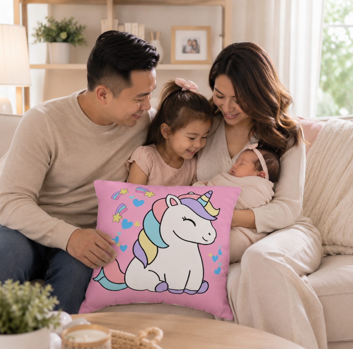 Sleepy Pastel Unicorn Throw Pillowcase