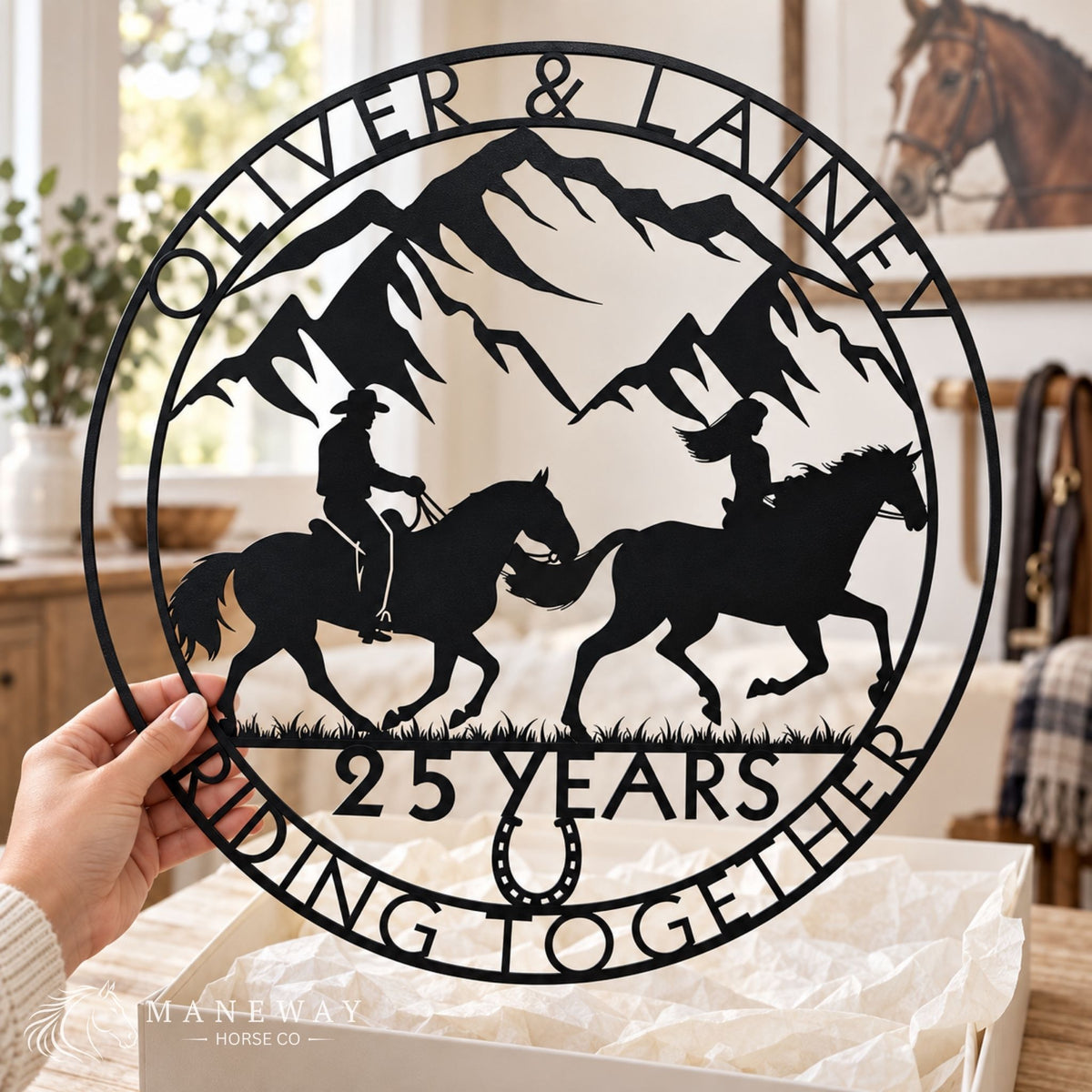 Horse Couple 25 Years Metal Sign