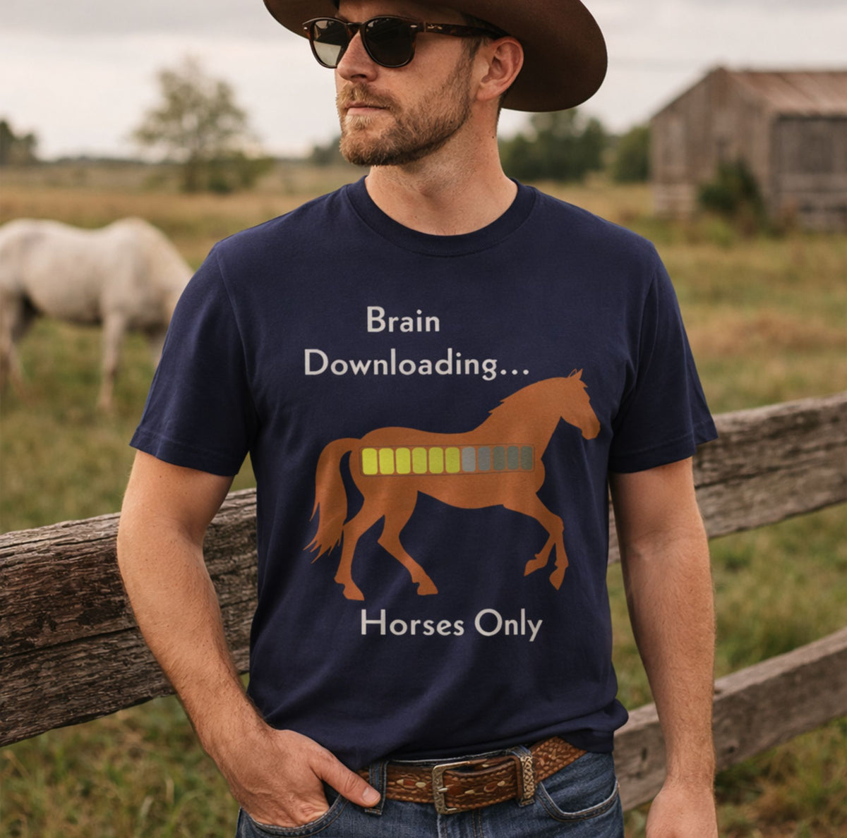 Brain Downloading Horses T-Shirt – view 2