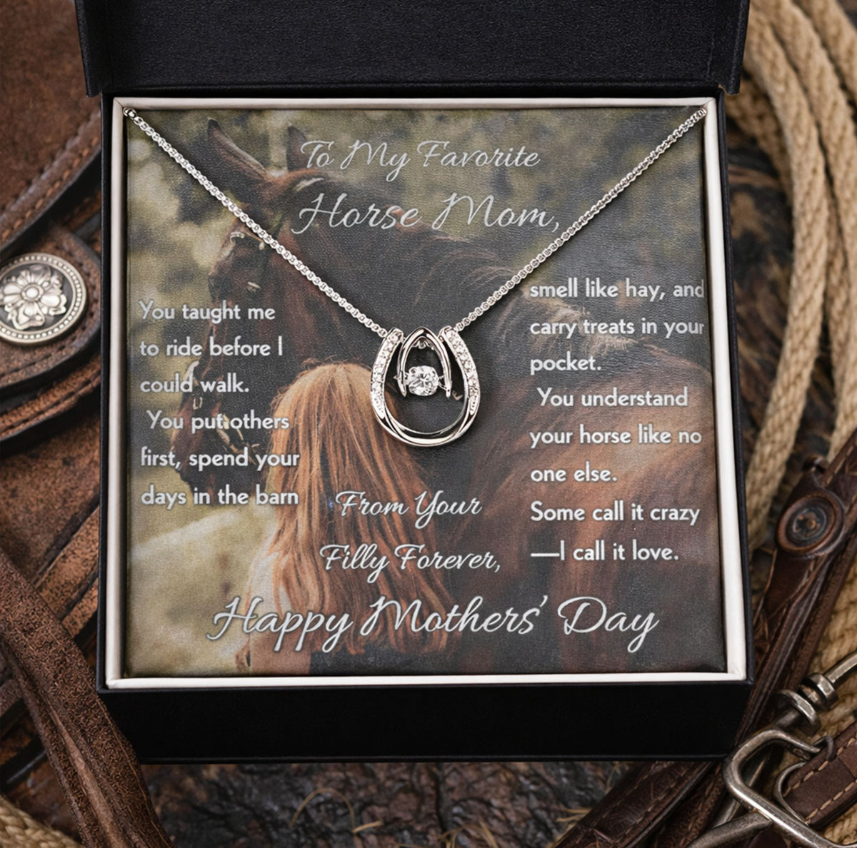 Favorite Horse Mom Horseshoe Necklace – view 2