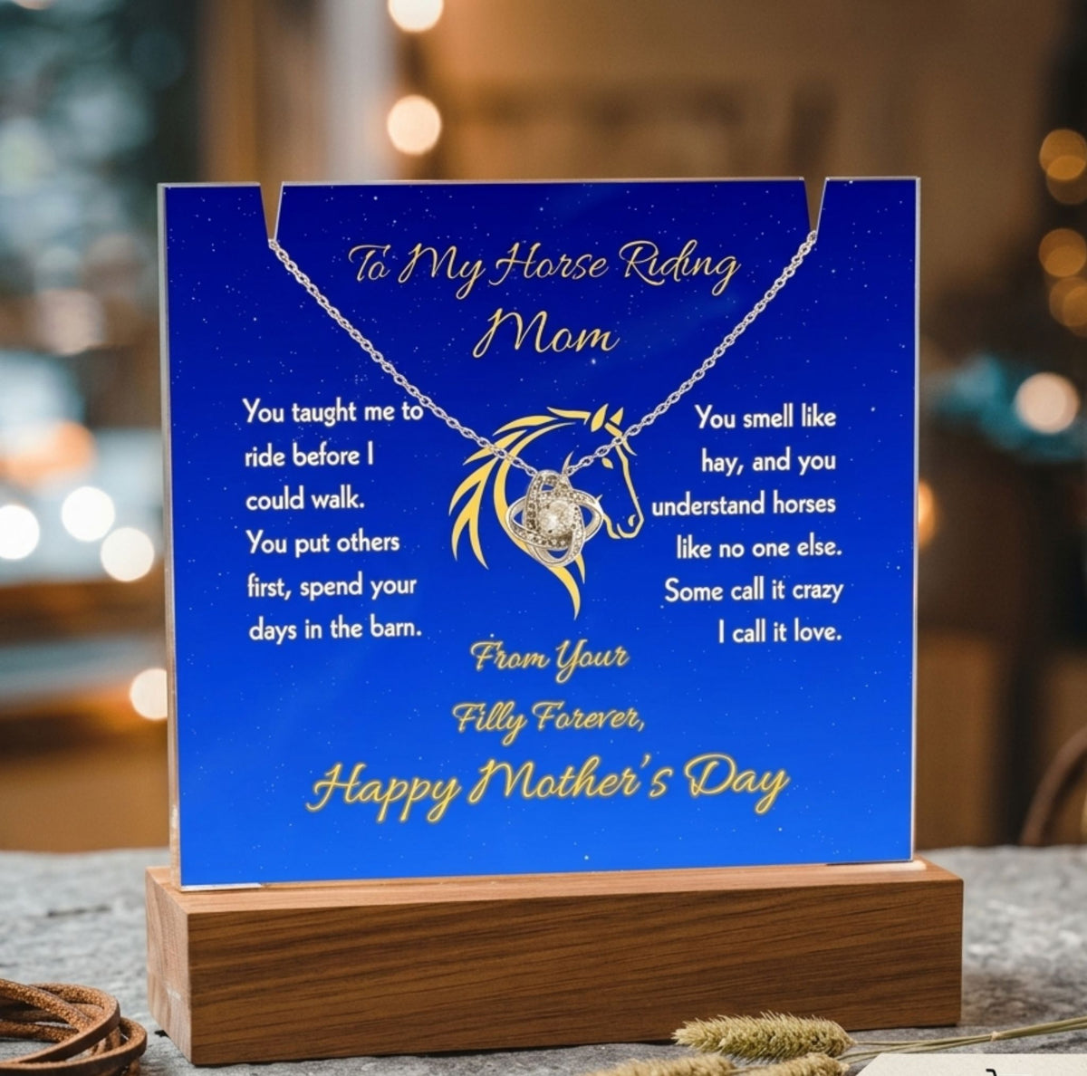 Horse Mom Love Knot Message Necklace – view 2