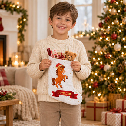 Personalized Festive Horse Christmas Stocking