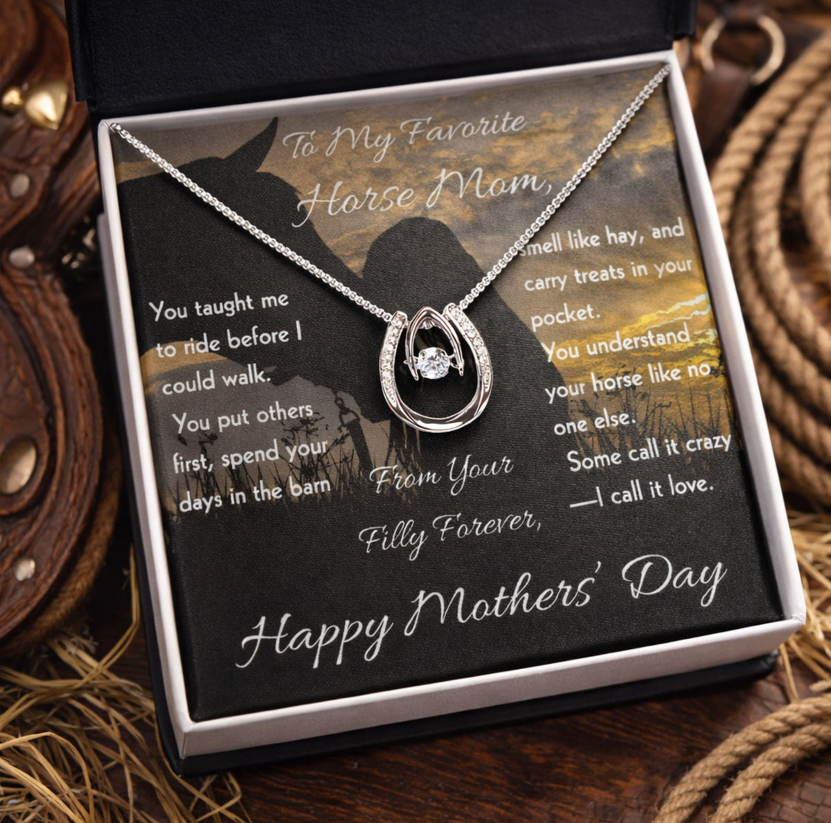Special Horse Mom Horseshoe Necklace – view 2