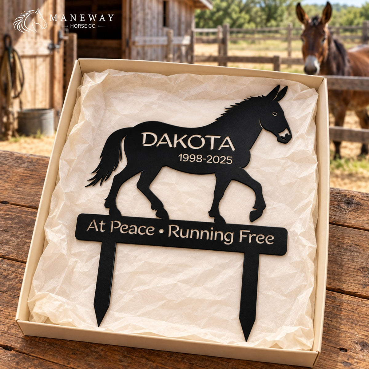 Running Free Mule Memorial Garden Stake – view 4