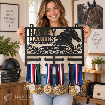Personalized Equestrian Ribbon Holder Metal Sign