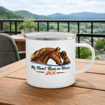 Heart Runs on Hooves Male Enamel Mug – view 3