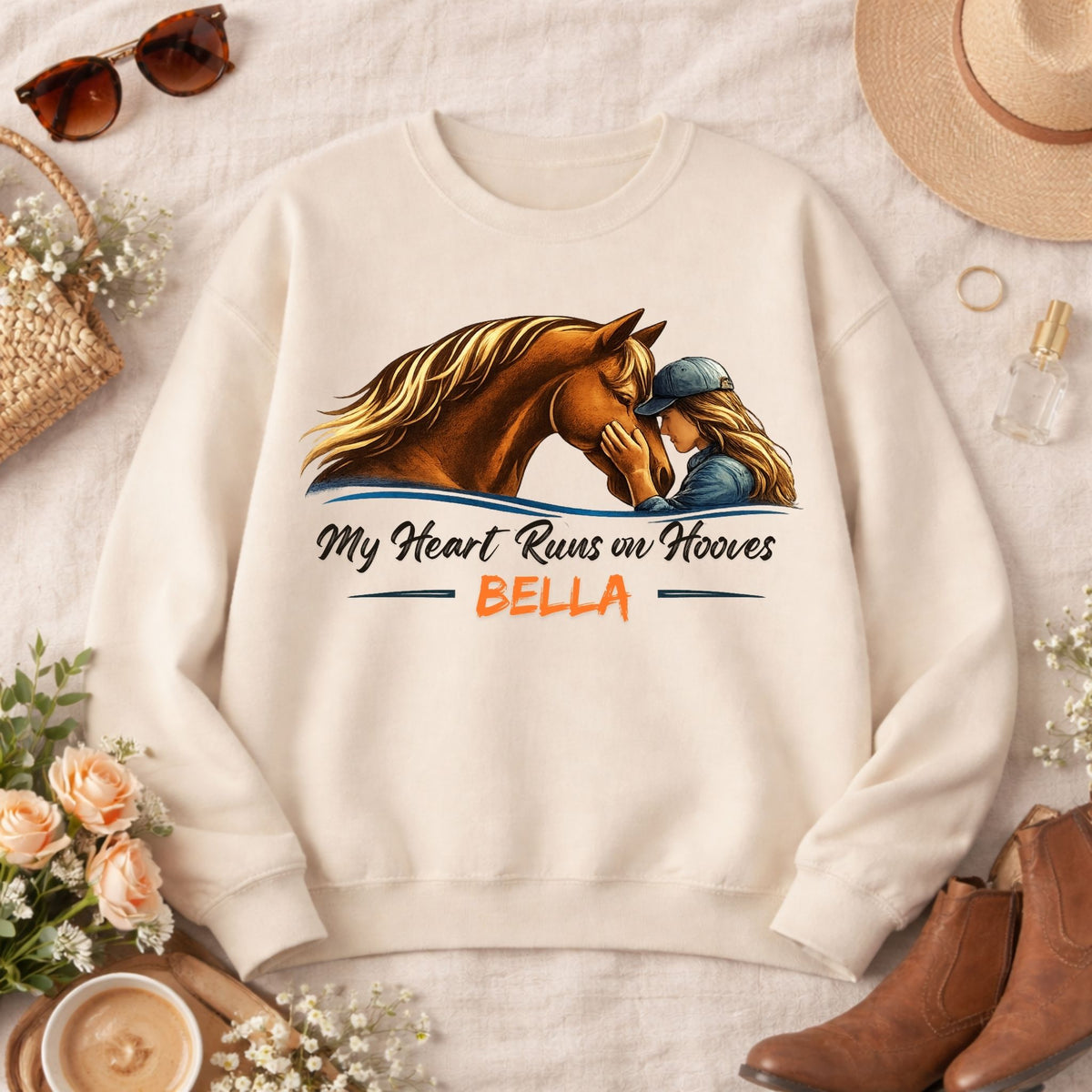 Personalized Heart Runs on Hooves Sweatshirt – view 2