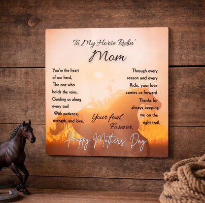 Horse Ridin’ Mom Sunset Metal Print – view 3
