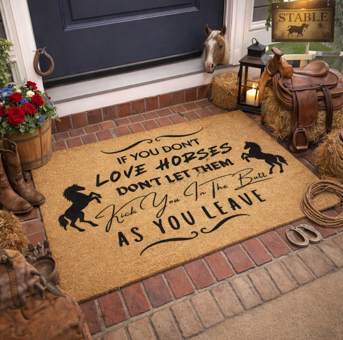 Funny Horse Doormat Gift for Horse Lovers Farmhouse Entry Rug – view 2