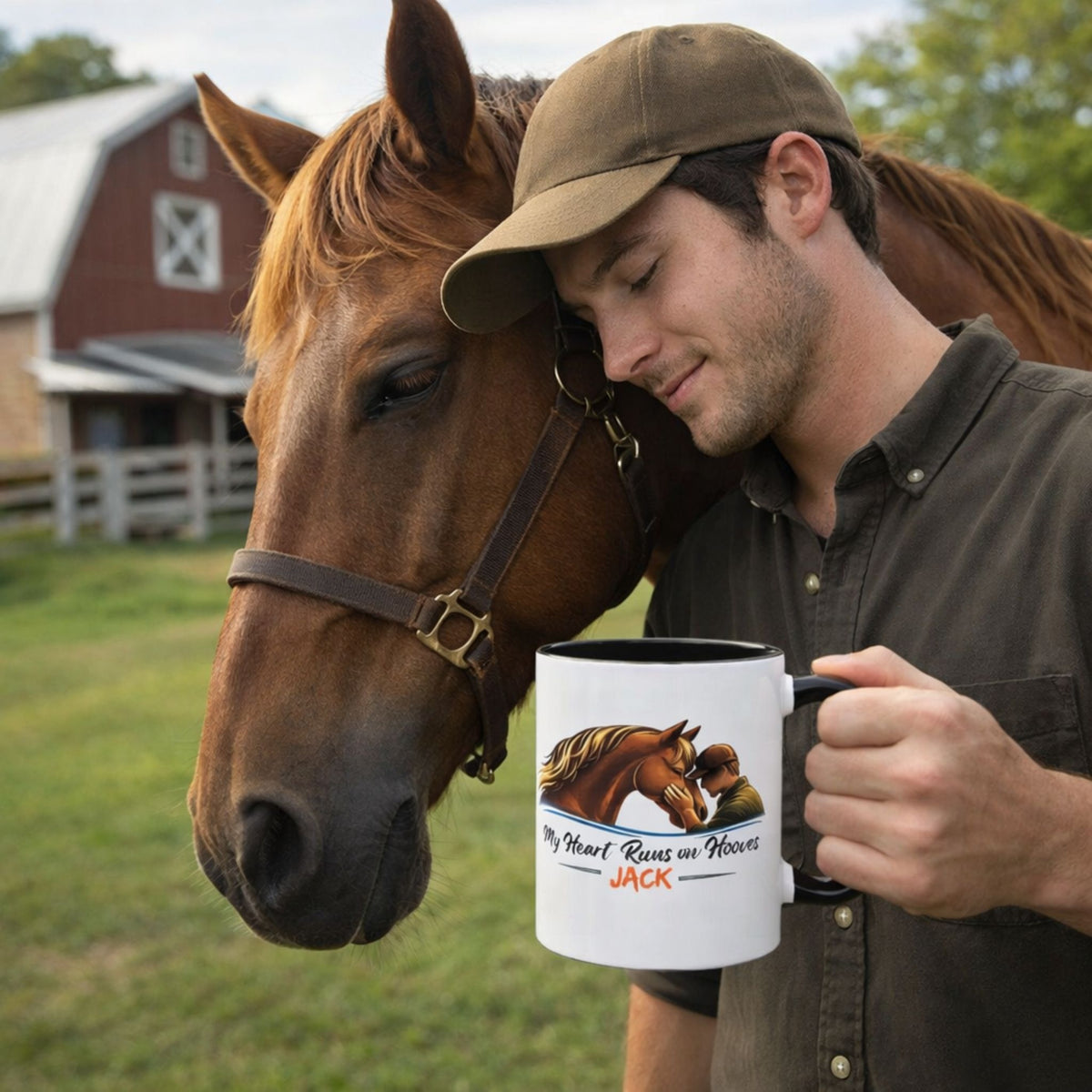 Heart Runs on Hooves Male Two-Tone Mug – view 2