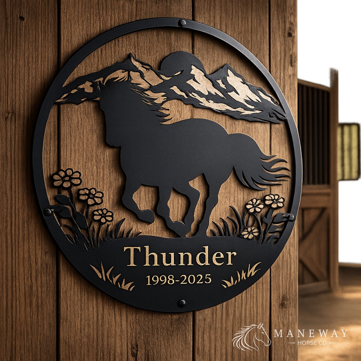 Thunder Round Memorial Stall Sign – view 3