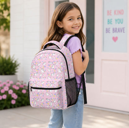 Pastel Unicorn Kids’ Backpack — Black Trim