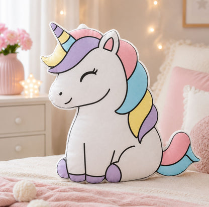 Rainbow Magical Unicorn Shaped Pillow