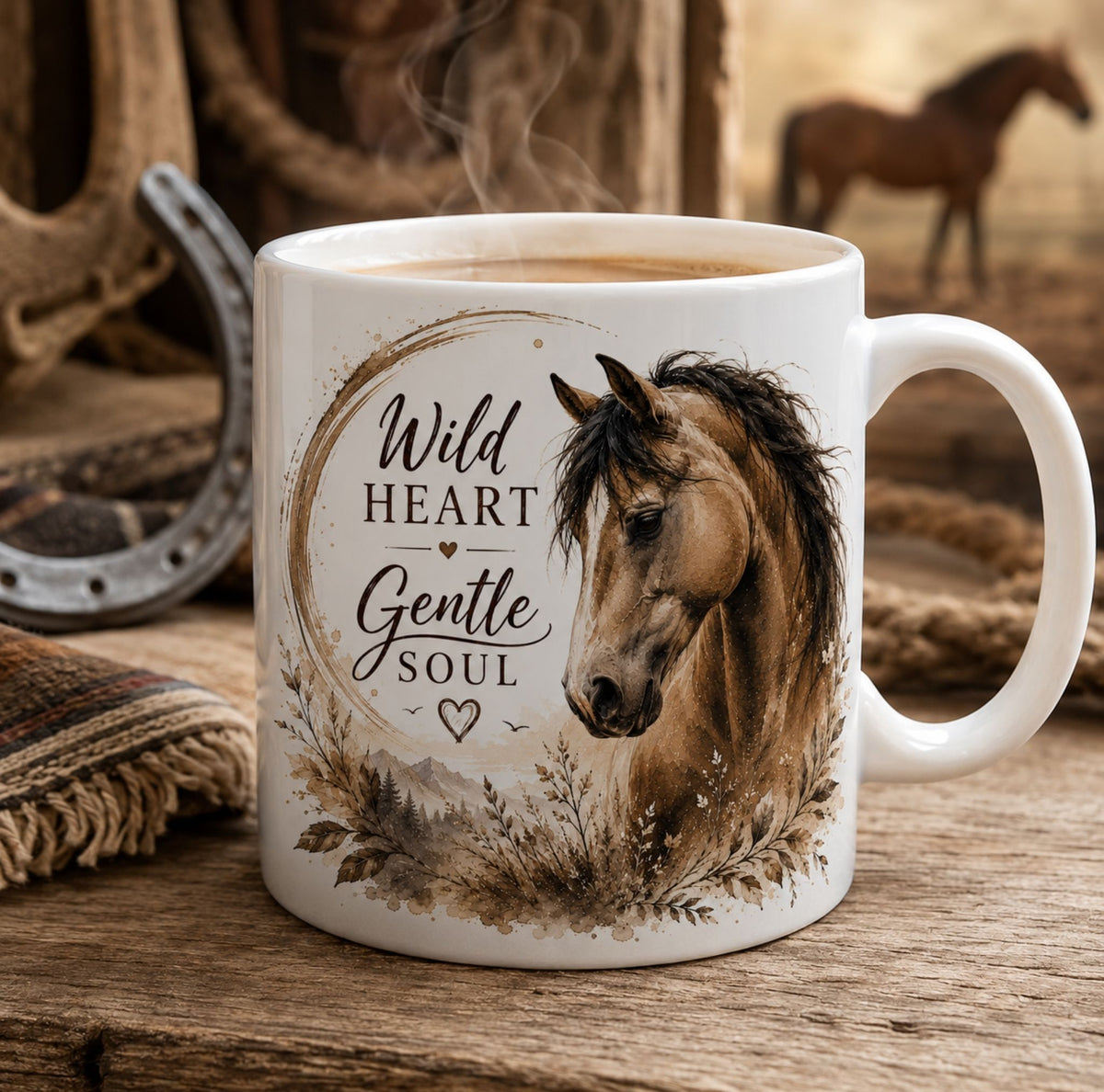 Wild Heart Gentle Soul Horse Mug – view 2