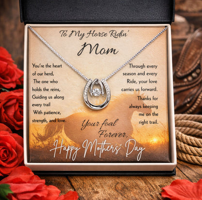 Equestrian Mom Horseshoe Pendant Necklace – view 9