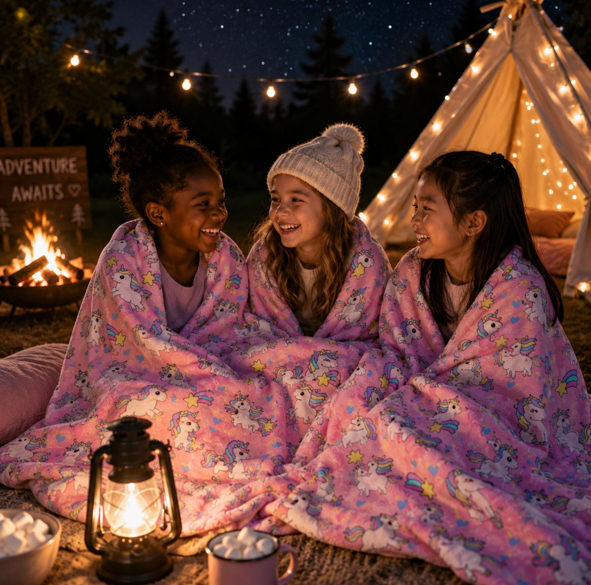 Pink Unicorn Velveteen Plush  Blanket